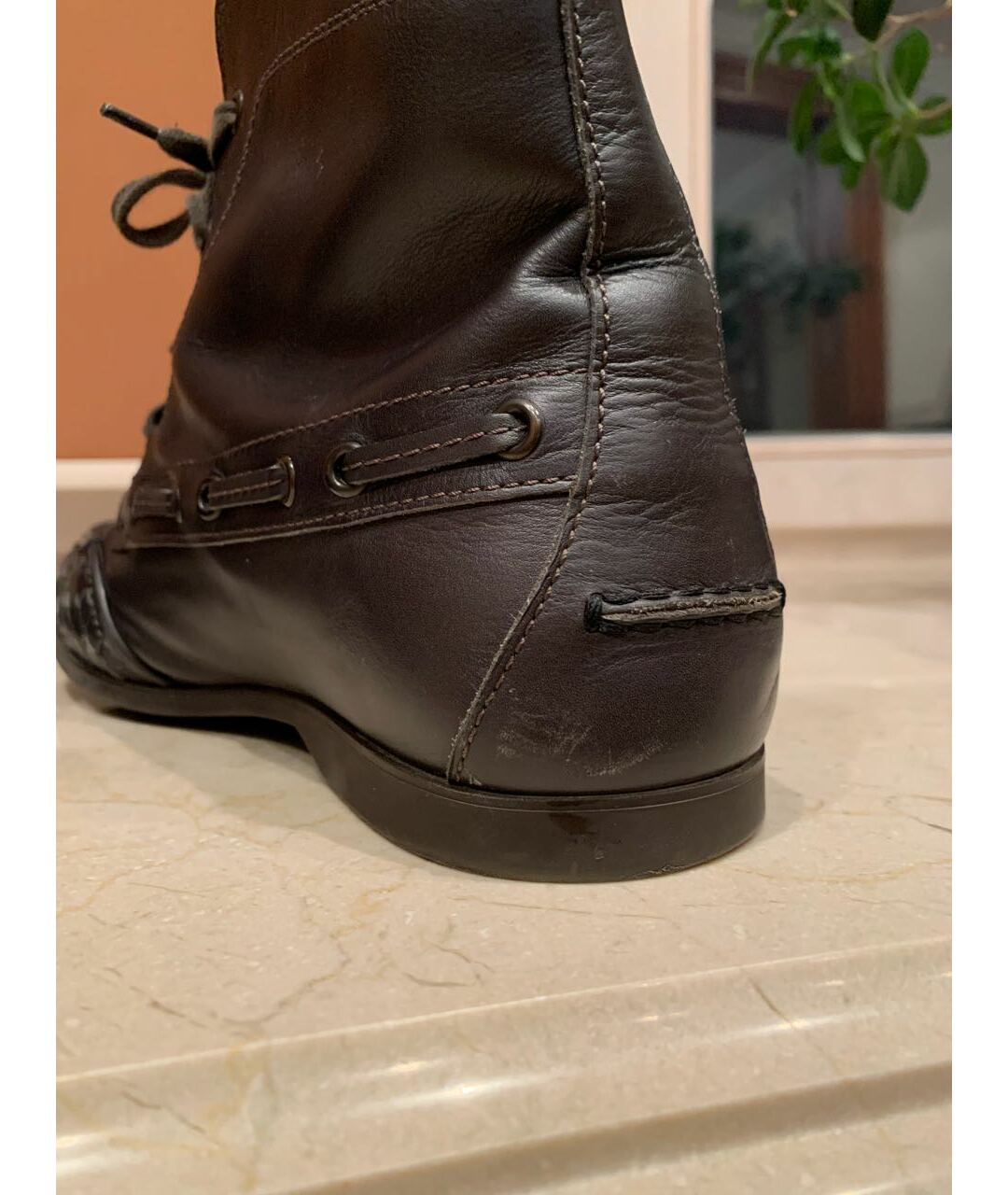 BOTTEGA VENETA Серые кожаные высокие ботинки, фото 6