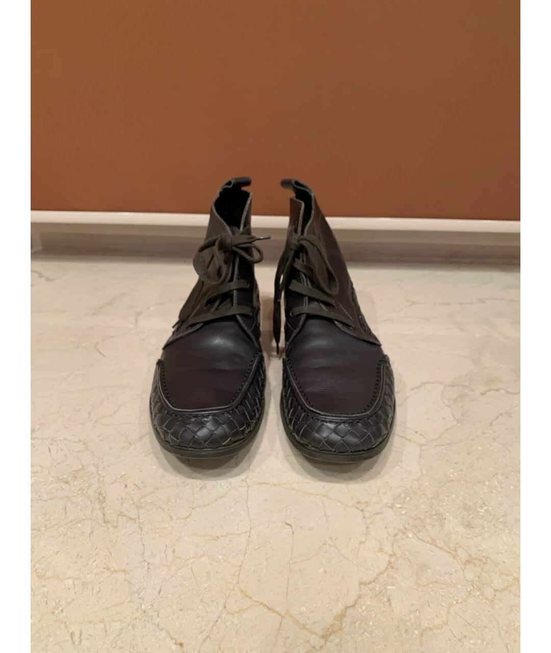 BOTTEGA VENETA Серые кожаные высокие ботинки, фото 2
