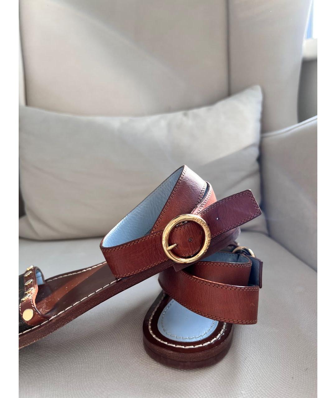 LOUIS VUITTON Коричневые кожаные босоножки, фото 3