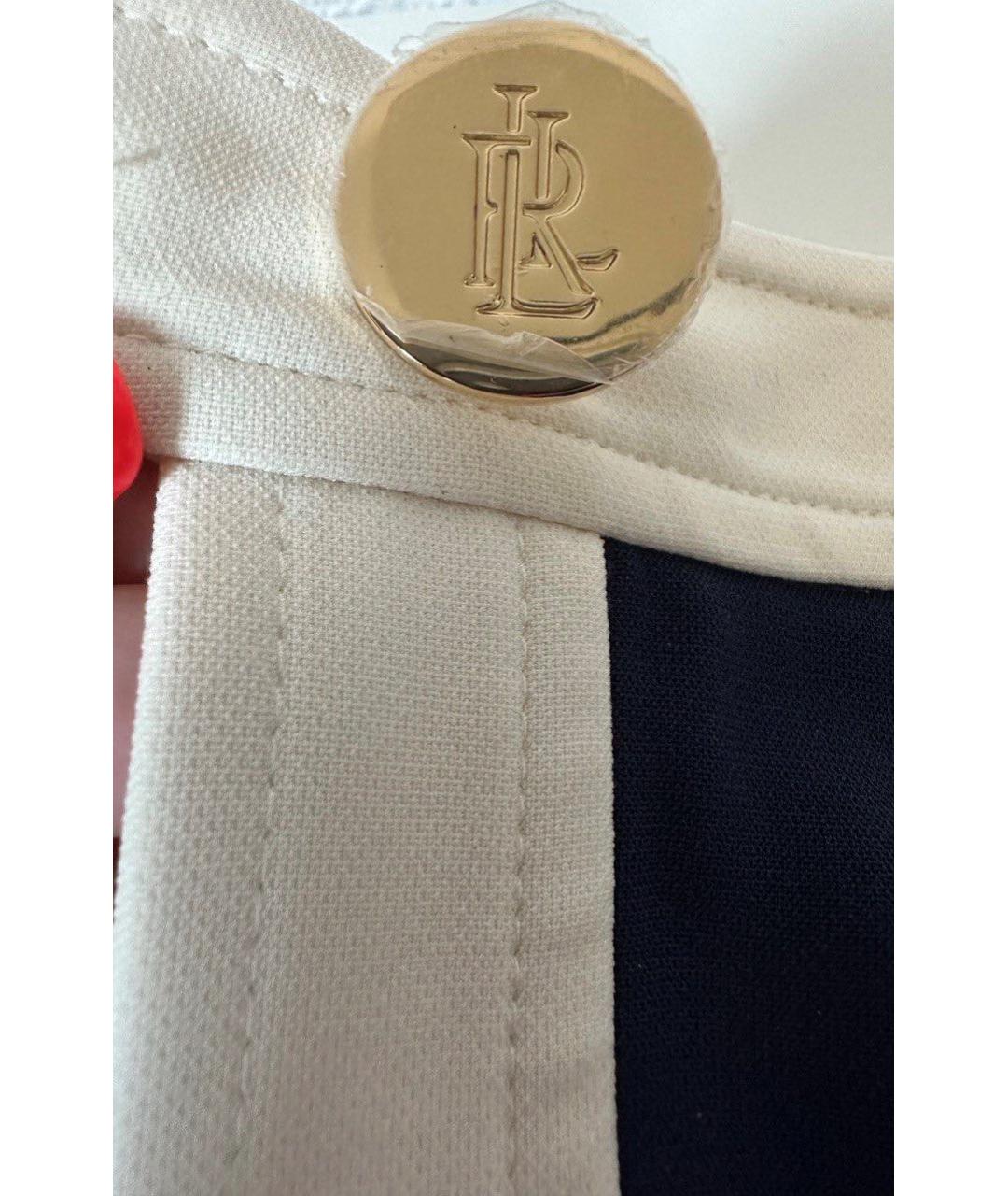 RALPH LAUREN Темно-синяя полиэстеровая юбка миди, фото 3