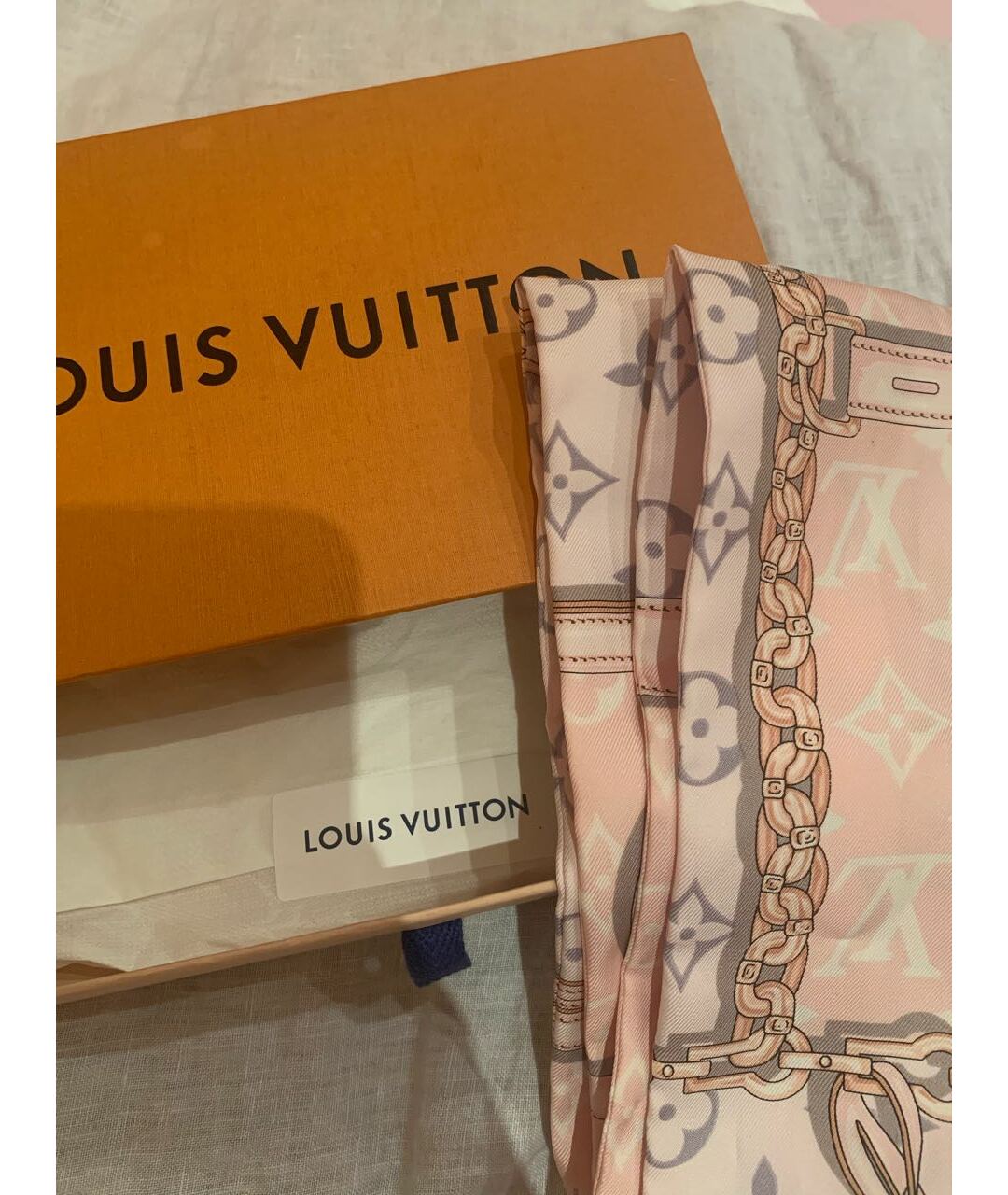 LOUIS VUITTON PRE-OWNED Розовый шелковый шарф, фото 4