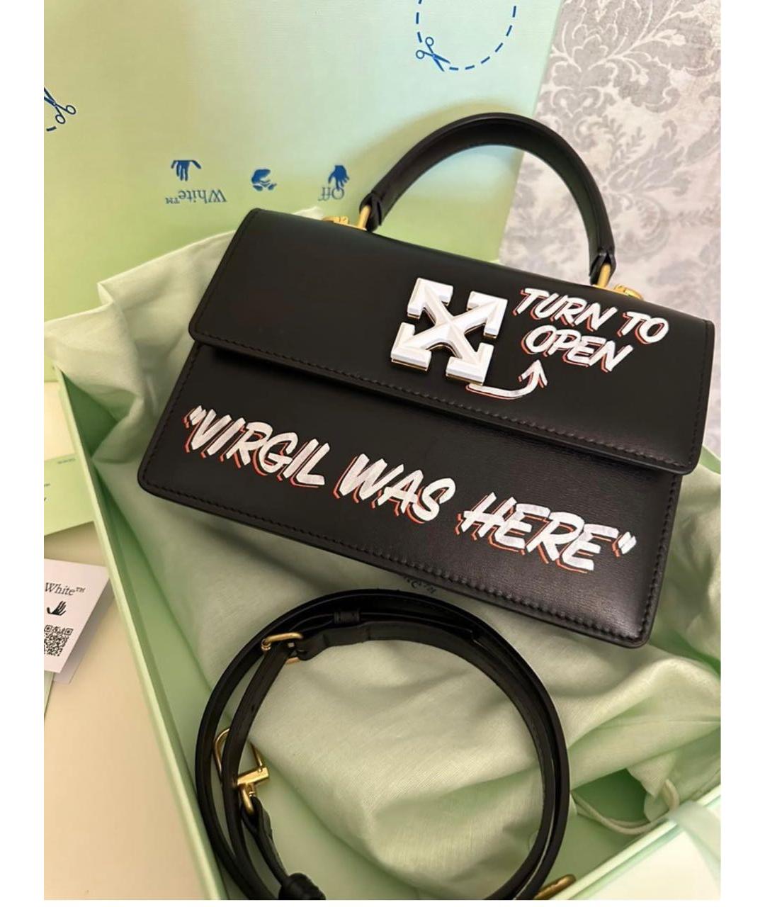 OFF-WHITE Черная кожаная сумка тоут, фото 2