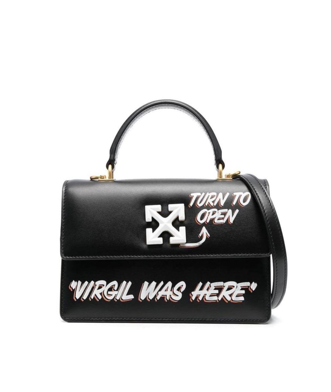 OFF-WHITE Черная кожаная сумка тоут, фото 1