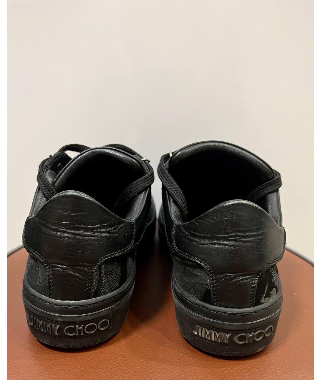 JIMMY CHOO Черные кожаные низкие кроссовки / кеды, фото 3