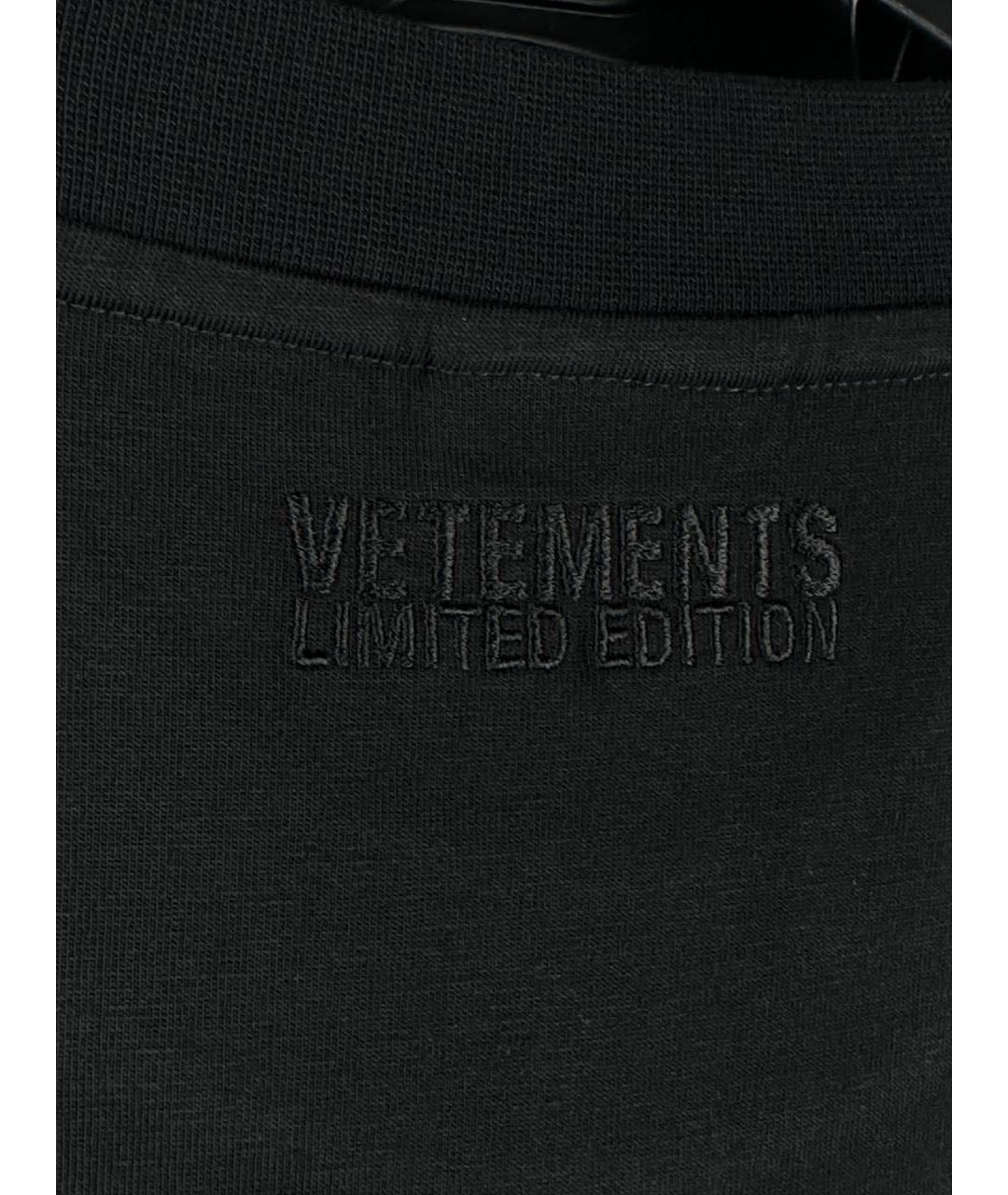 VETEMENTS Черная хлопковая футболка, фото 4