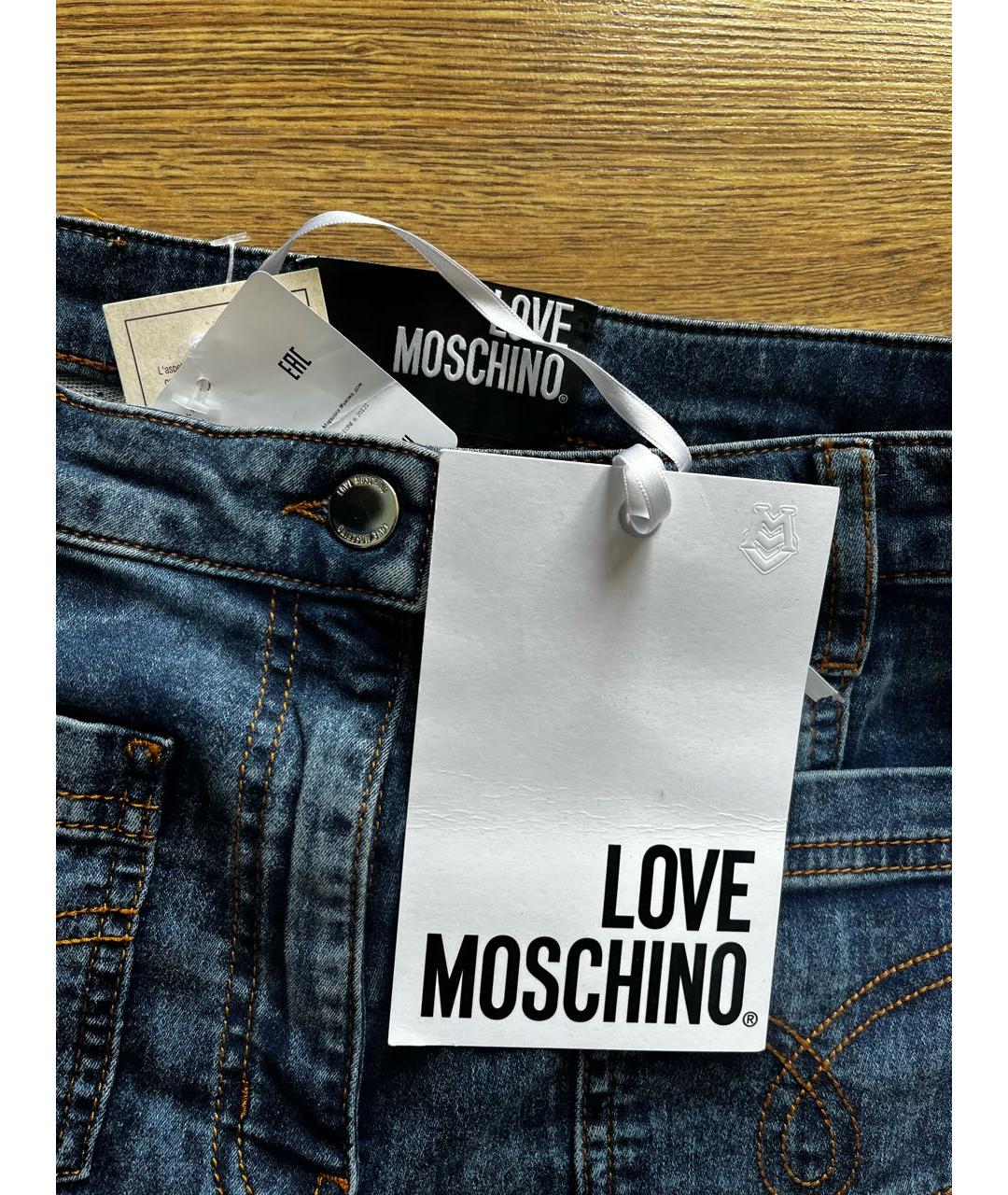 LOVE MOSCHINO Темно-синие хлопковые джинсы клеш, фото 6