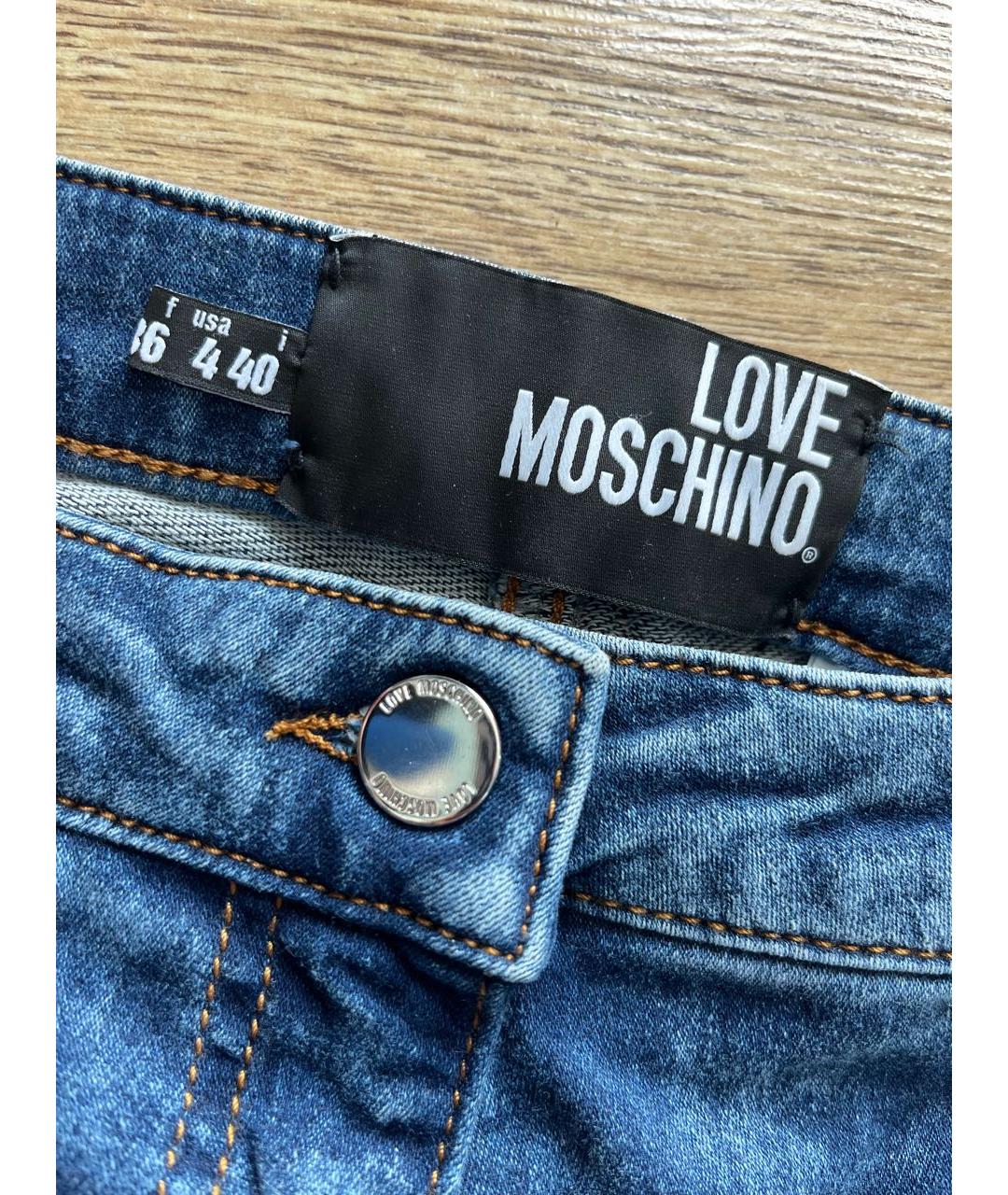 LOVE MOSCHINO Темно-синие хлопковые джинсы клеш, фото 3