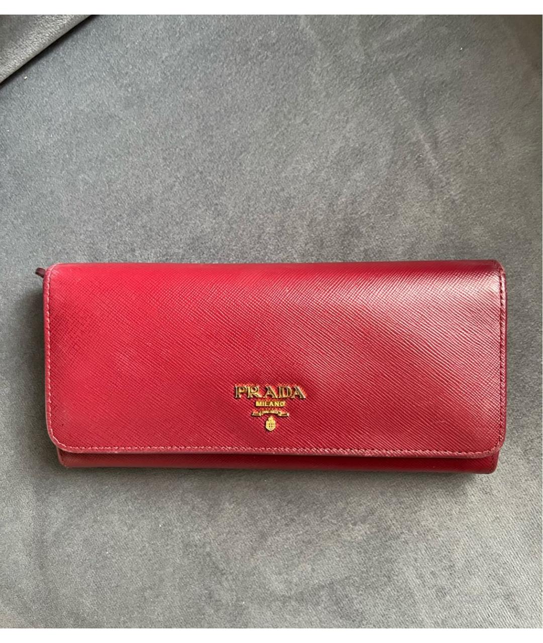 PRADA Бордовый кожаный кошелек, фото 8
