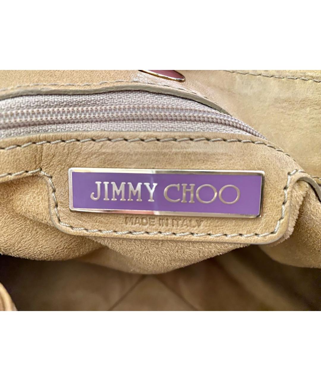 JIMMY CHOO Бежевая кожаная сумка тоут, фото 6