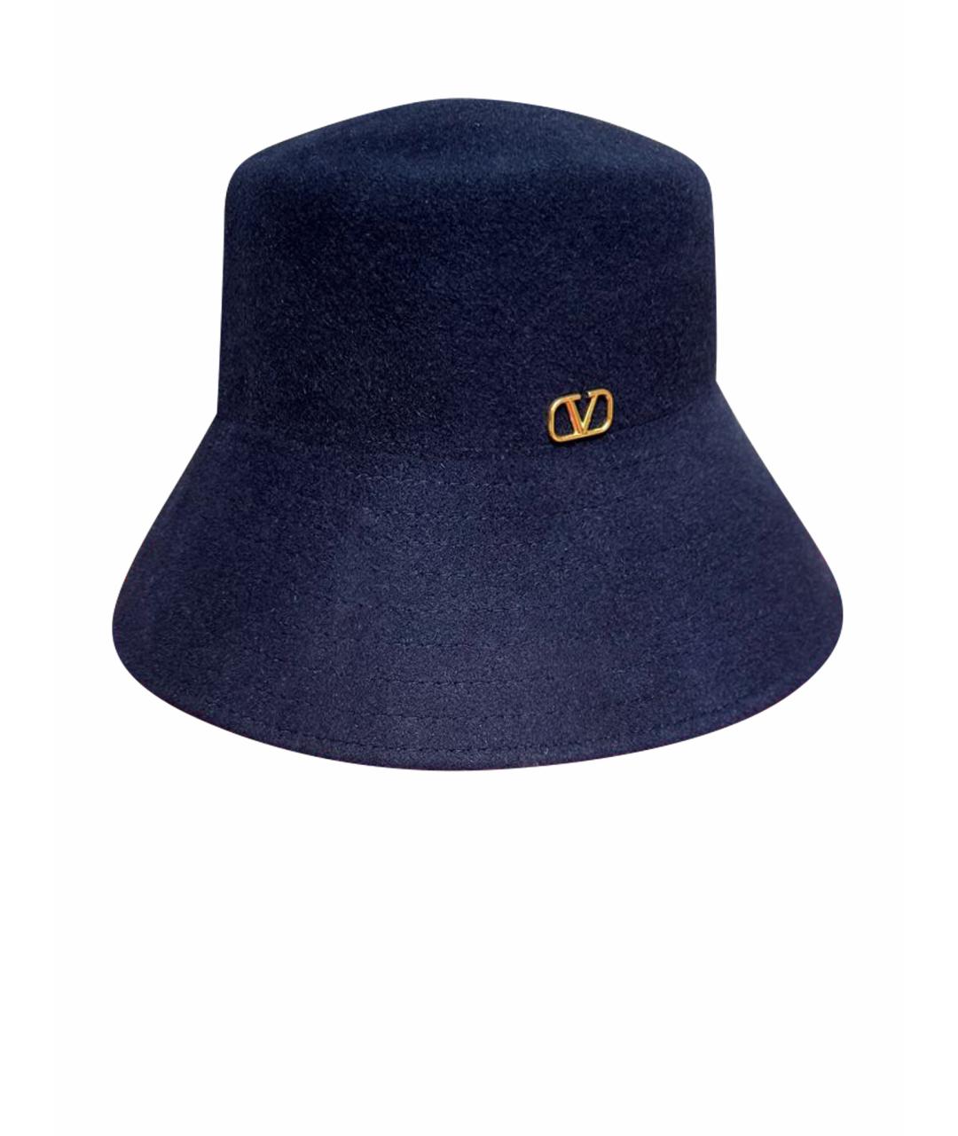 VALENTINO Темно-синяя шерстяная шляпа, фото 1