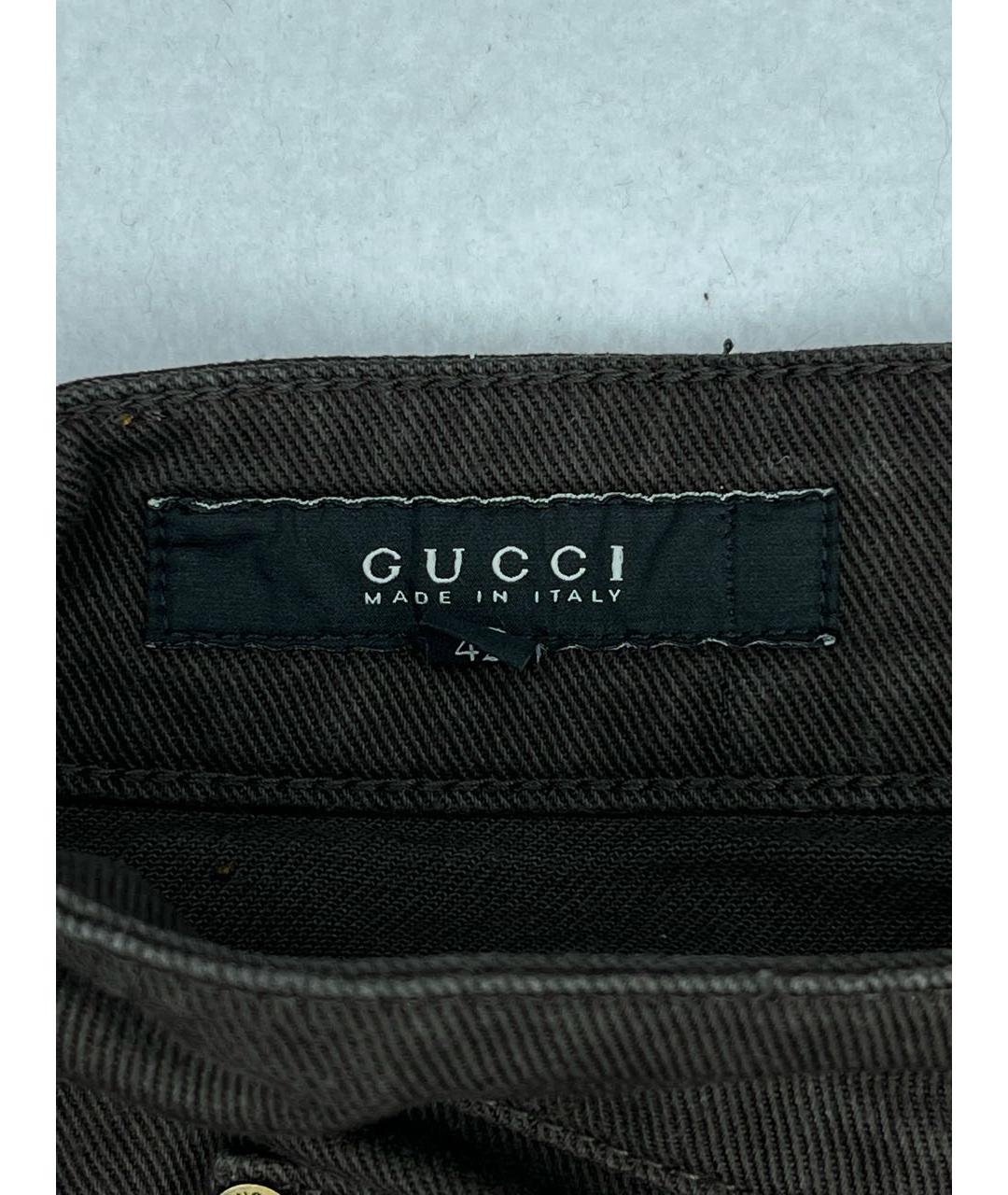 GUCCI Коричневые хлопко-эластановые джинсы слим, фото 6