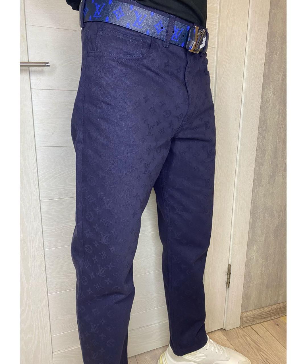 LOUIS VUITTON PRE-OWNED Темно-синие хлопковые прямые джинсы, фото 8