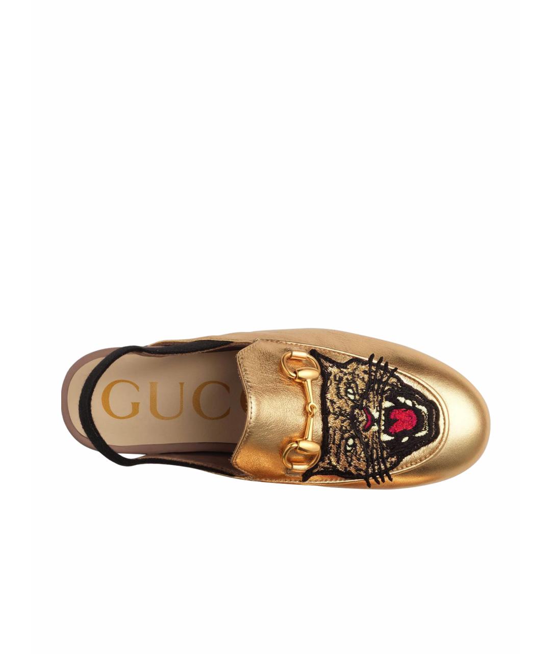 GUCCI KIDS Золотые кожаные лоферы и мокасины, фото 1