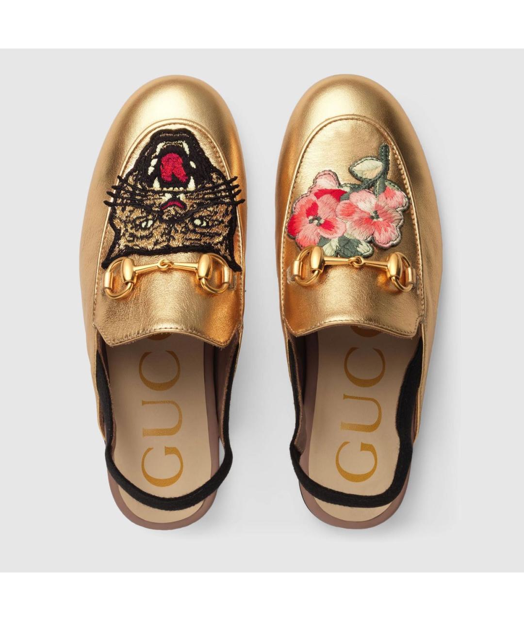 GUCCI KIDS Золотые кожаные лоферы и мокасины, фото 6