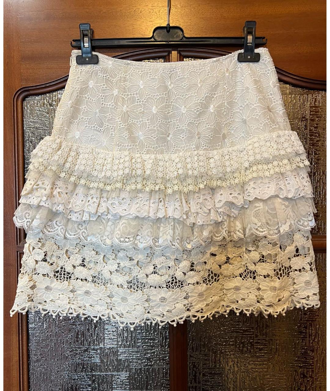 RED VALENTINO Белая шелковая юбка миди, фото 2