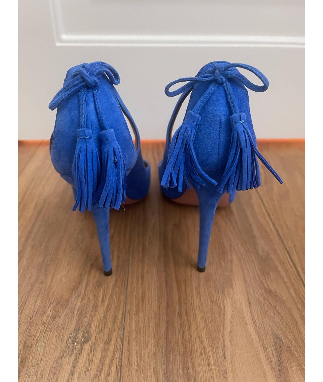 AQUAZZURA Голубые замшевые туфли, фото 4