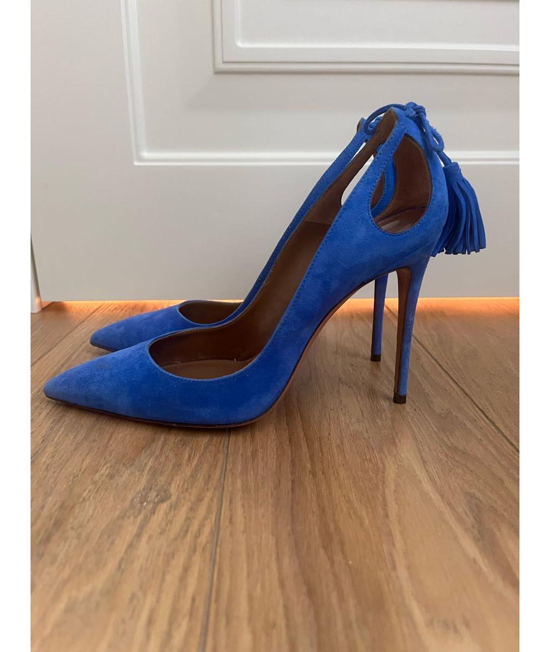 AQUAZZURA Голубые замшевые туфли, фото 8