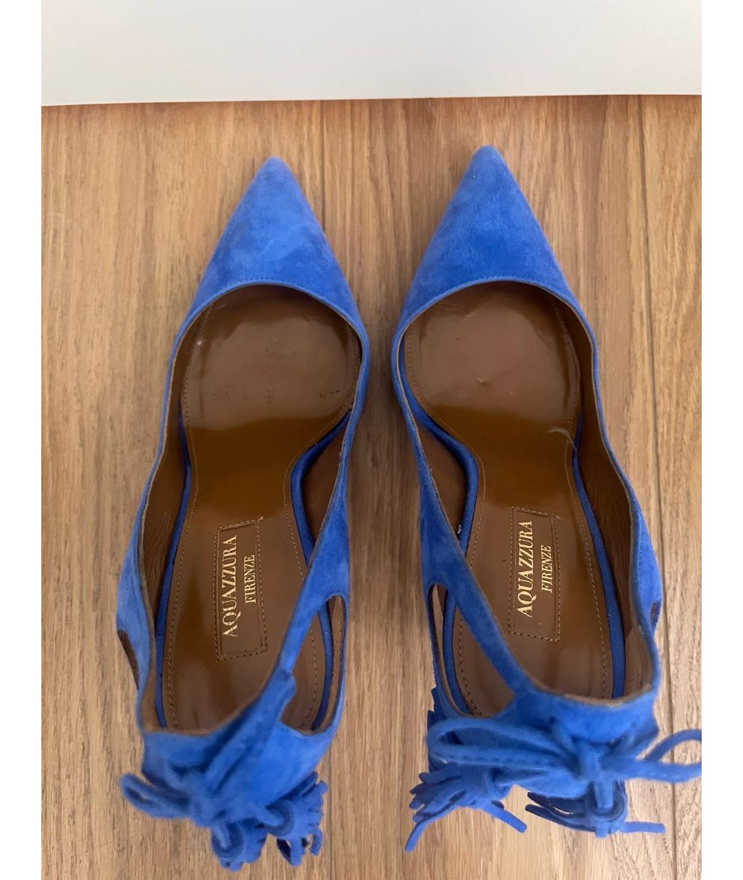 AQUAZZURA Голубые замшевые туфли, фото 5