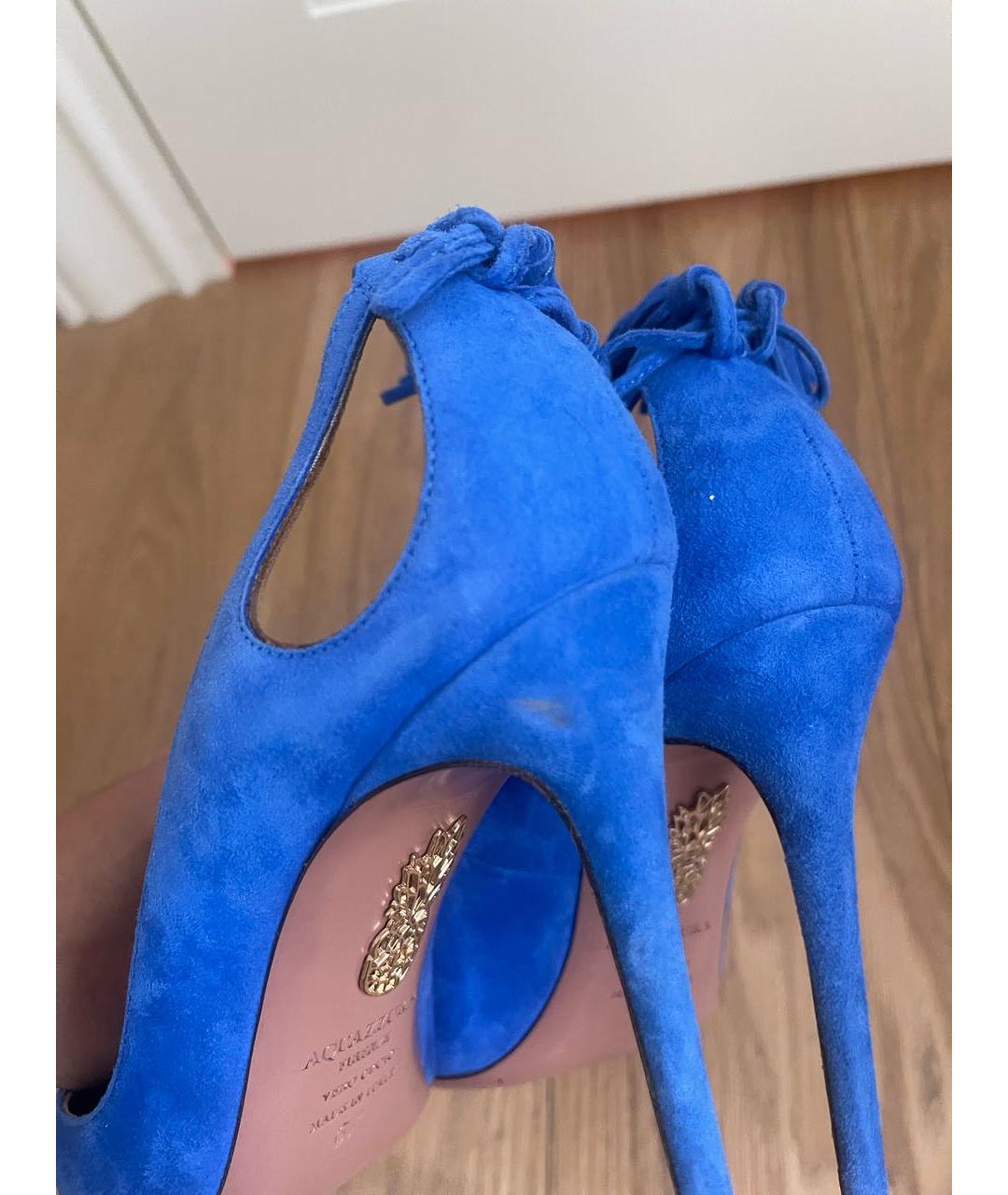 AQUAZZURA Голубые замшевые туфли, фото 7