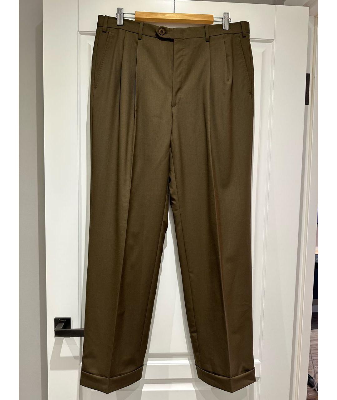 BRIONI Коричневые шерстяные классические брюки, фото 6