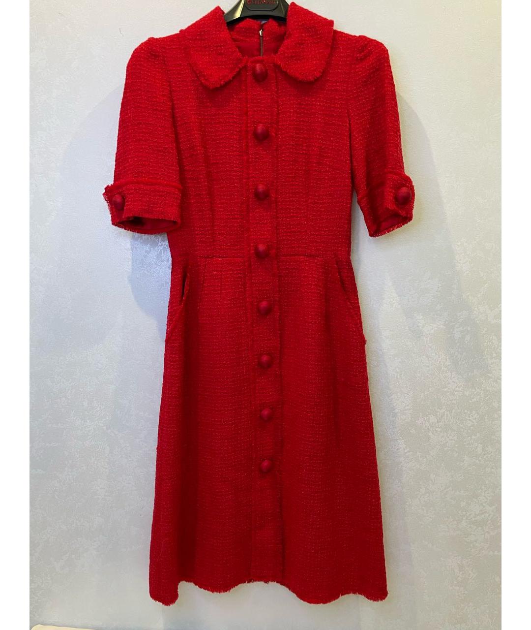 DOLCE&GABBANA Красное шерстяное повседневное платье, фото 7