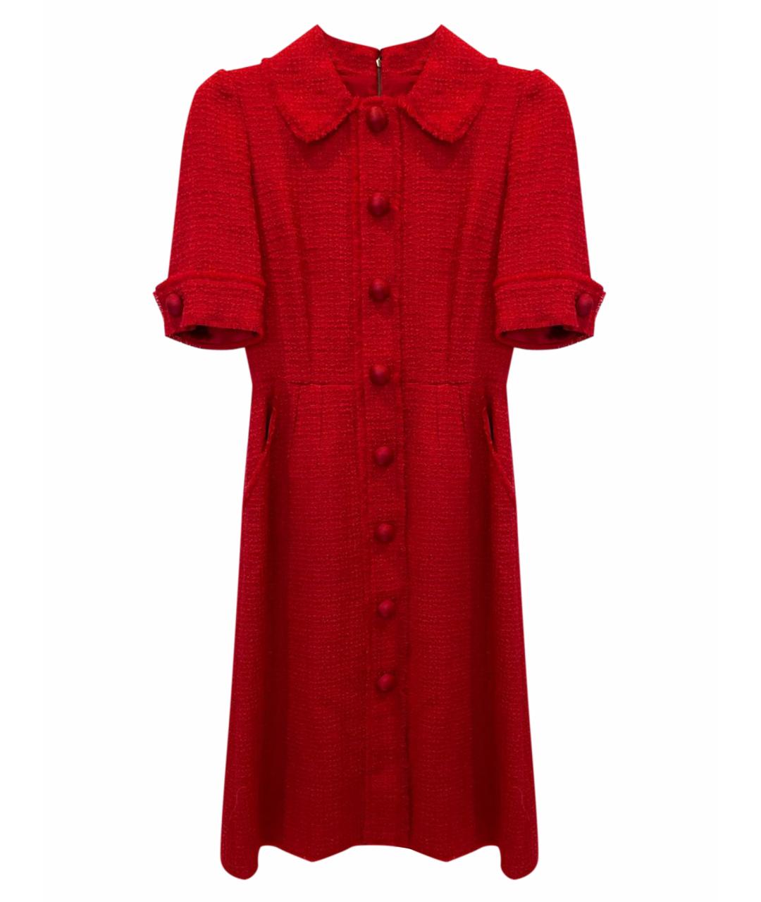DOLCE&GABBANA Красное шерстяное повседневное платье, фото 1