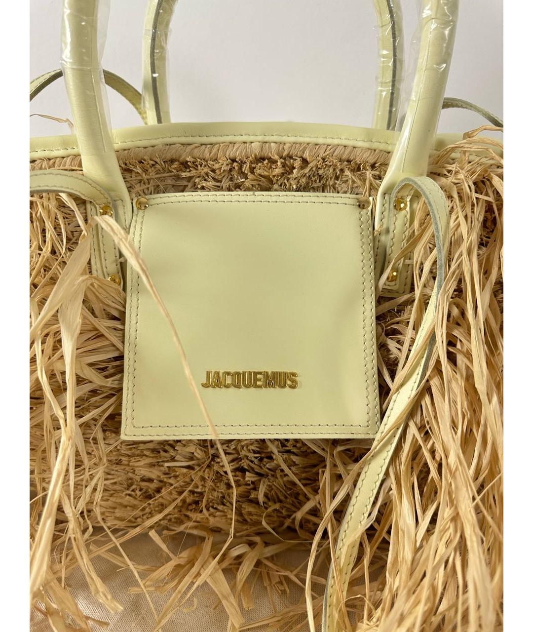 JACQUEMUS Бежевая пелетеная пляжная сумка, фото 7
