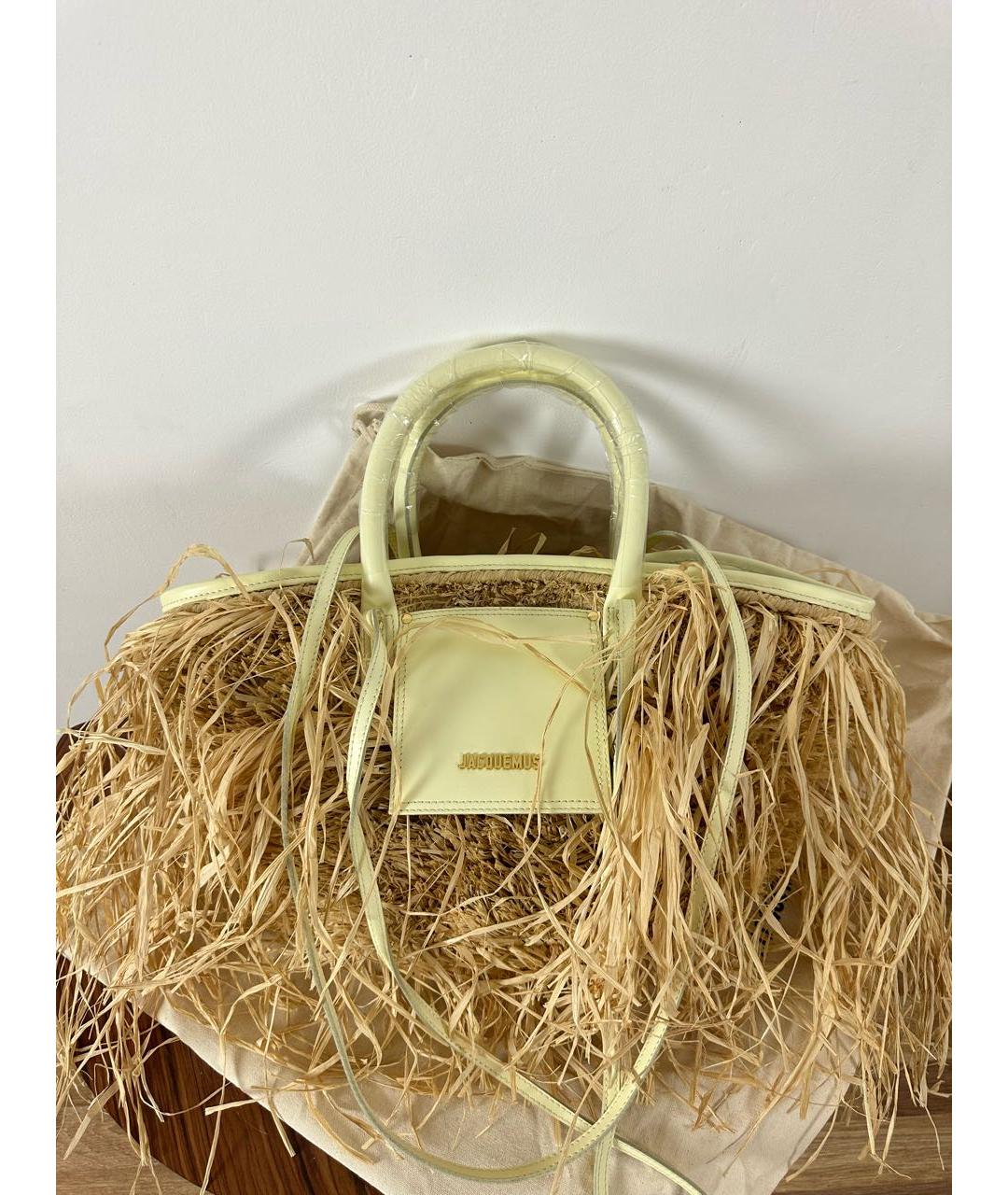 JACQUEMUS Бежевая пелетеная пляжная сумка, фото 6