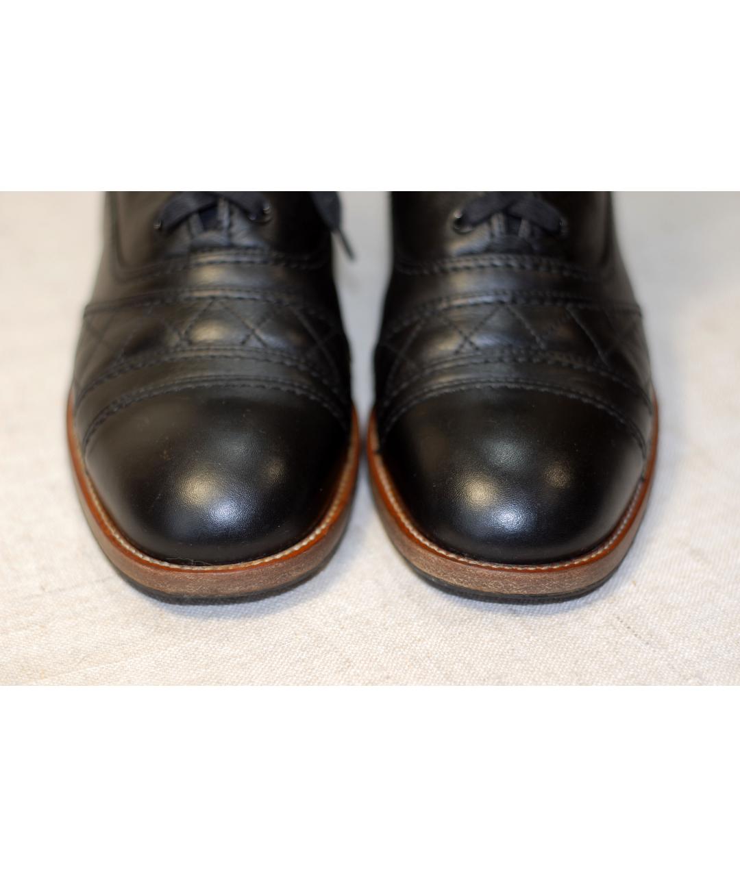 CHANEL Черные кожаные ботинки, фото 4