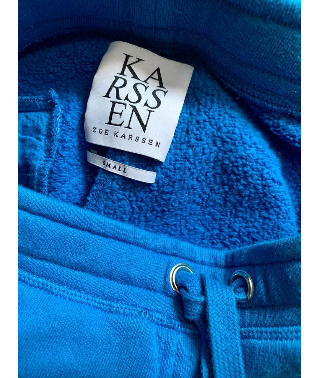 ZOE KARSSEN Синие хлопко-эластановые брюки узкие, фото 7