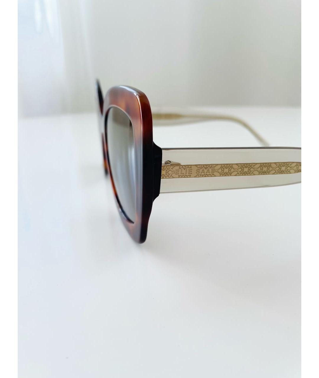 ELIE SAAB Коричневые пластиковые солнцезащитные очки, фото 4