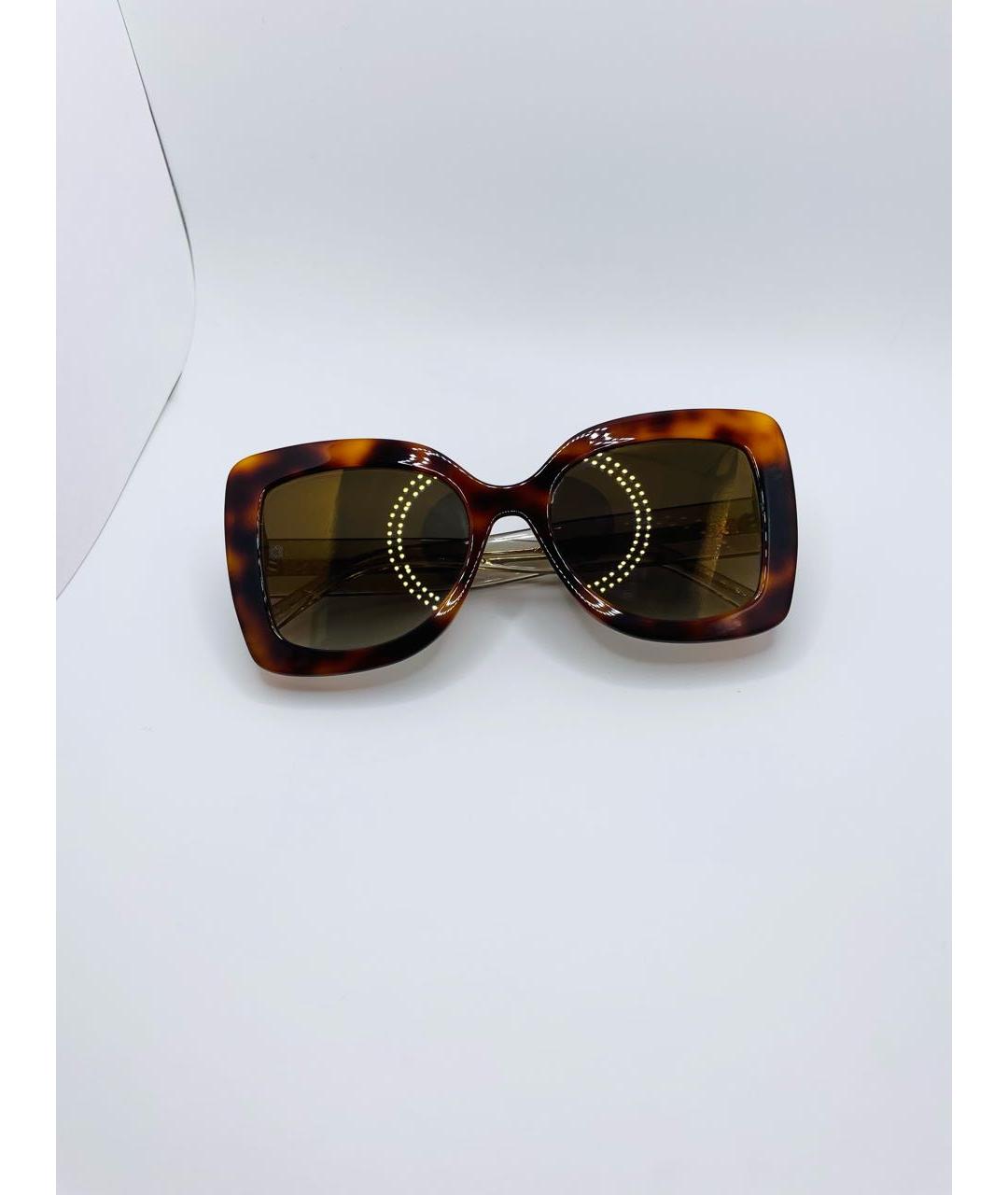 ELIE SAAB Коричневые пластиковые солнцезащитные очки, фото 6
