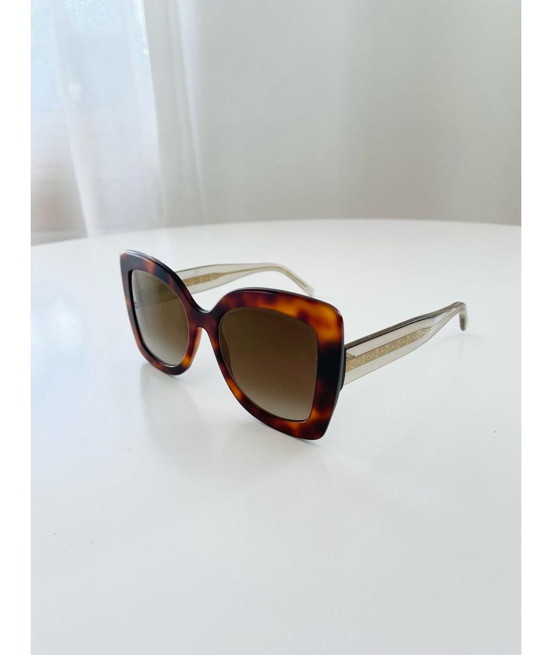 ELIE SAAB Коричневые пластиковые солнцезащитные очки, фото 9