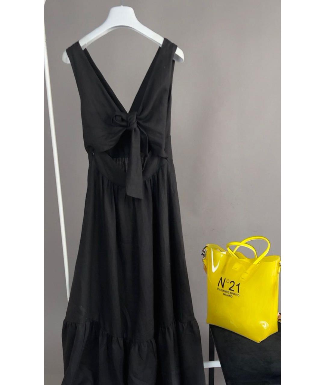 SEVENTY Черное льняное повседневное платье, фото 2