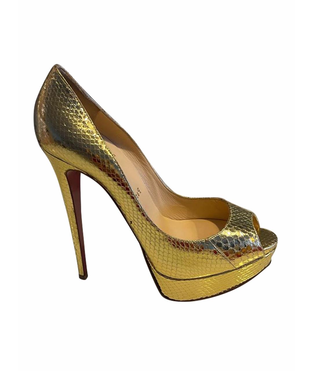 CHRISTIAN LOUBOUTIN Золотые туфли из экзотической кожи, фото 1