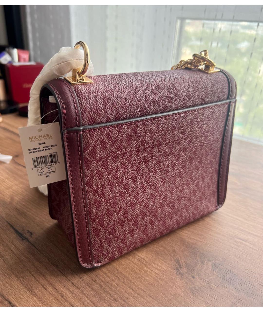 MICHAEL KORS Бордовая сумка через плечо из искусственной кожи, фото 3