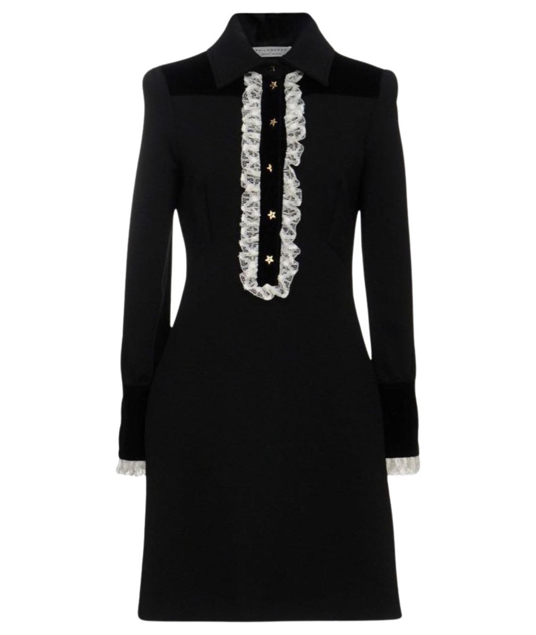 PHILOSOPHY DI LORENZO SERAFINI Черное бархатное вечернее платье, фото 1