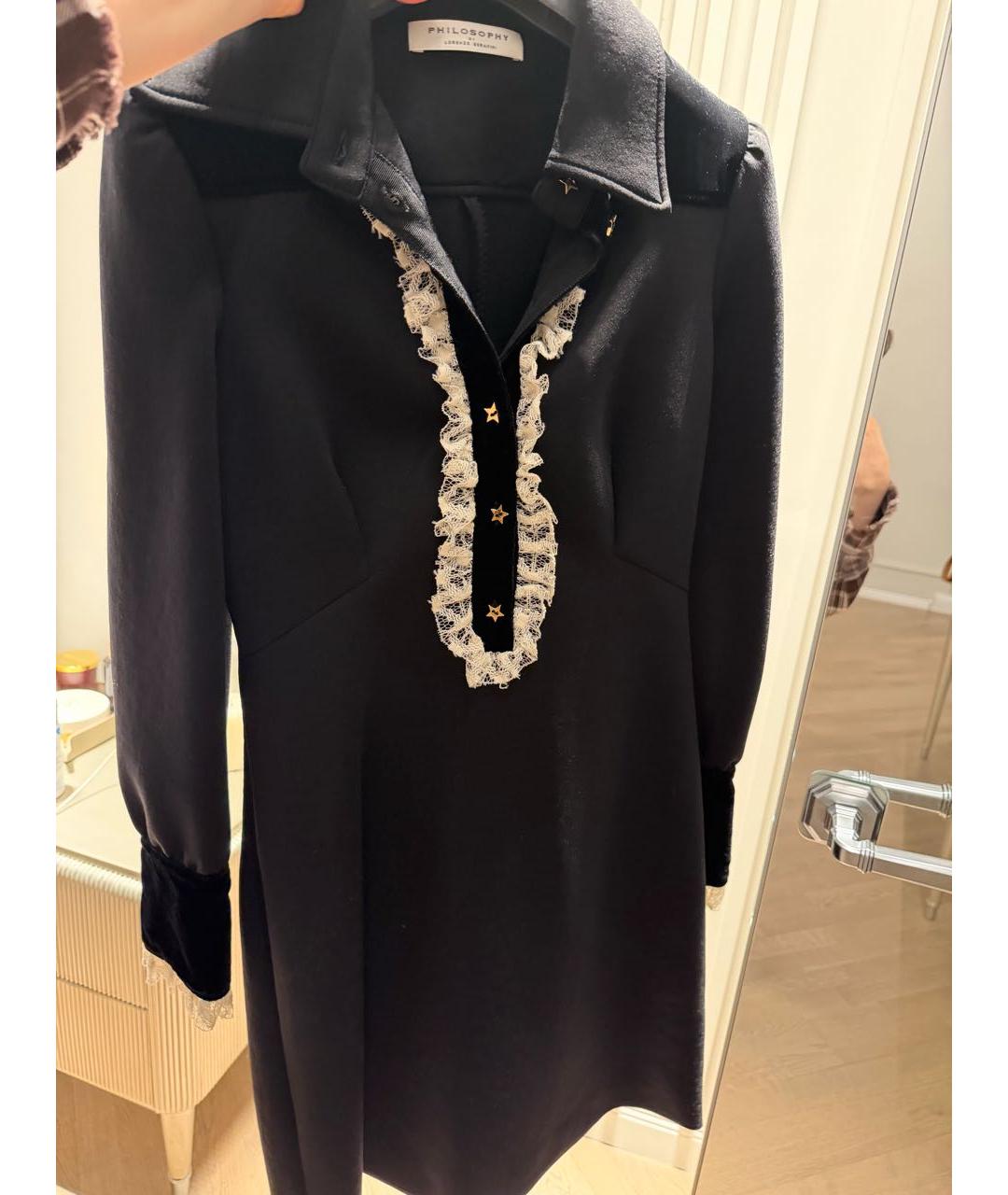 PHILOSOPHY DI LORENZO SERAFINI Черное бархатное вечернее платье, фото 3