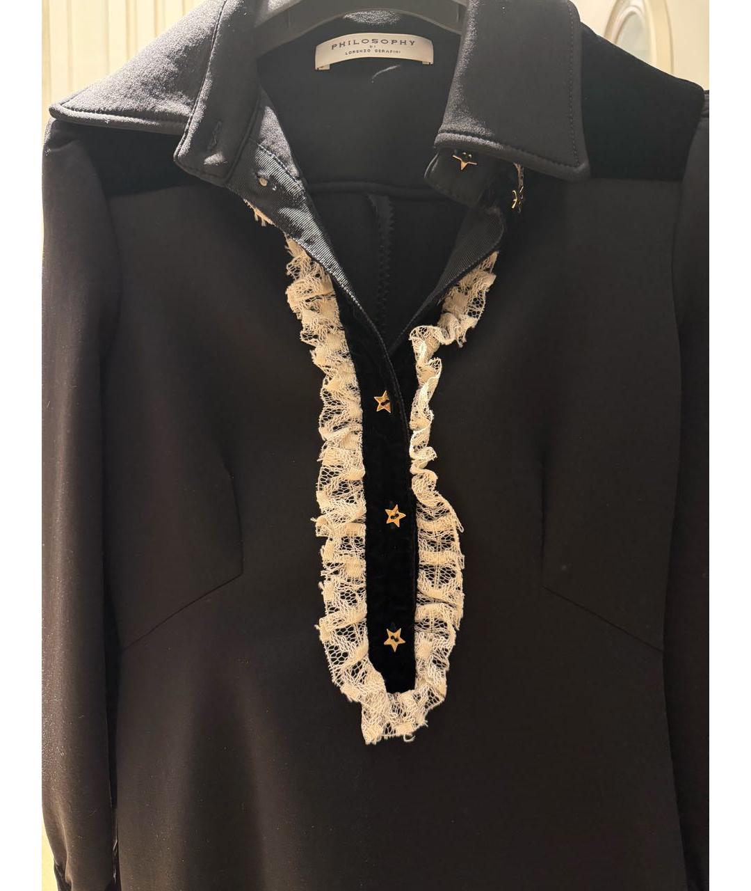 PHILOSOPHY DI LORENZO SERAFINI Черное бархатное вечернее платье, фото 4