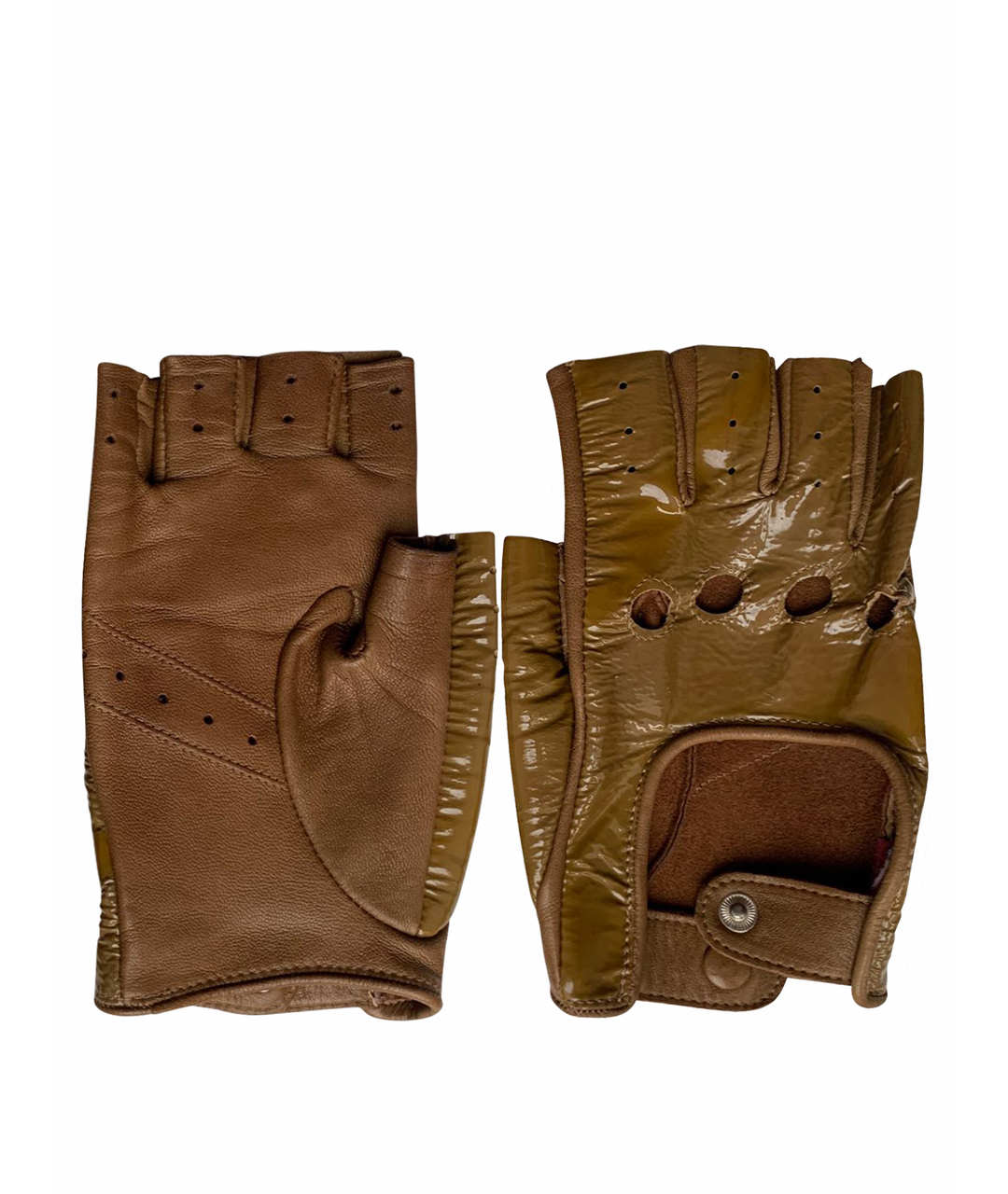 AGNELLE Горчичные кожаные перчатки, фото 1