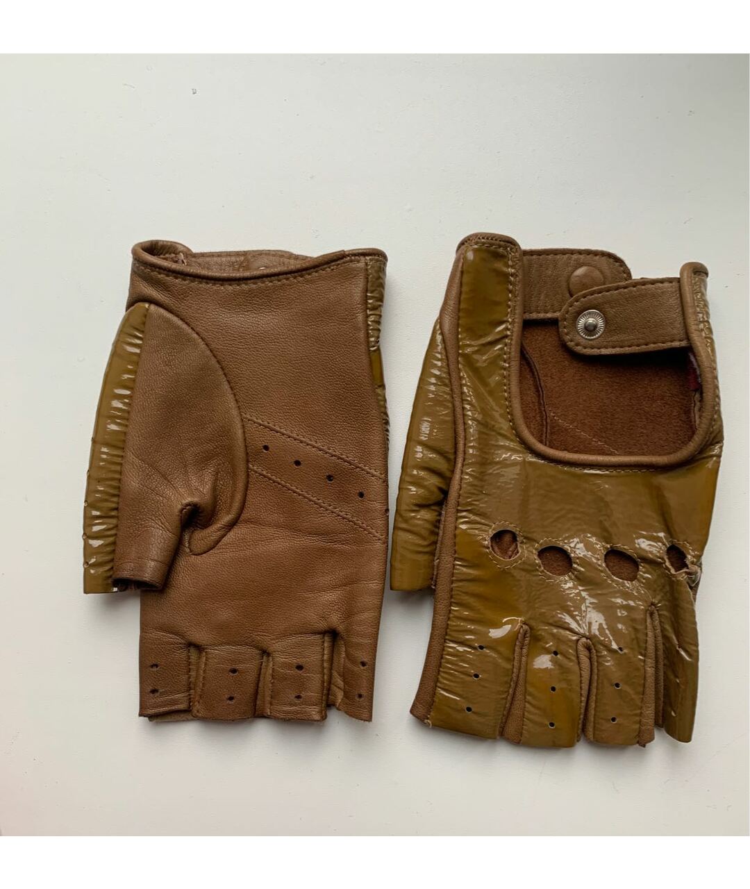 AGNELLE Горчичные кожаные перчатки, фото 4