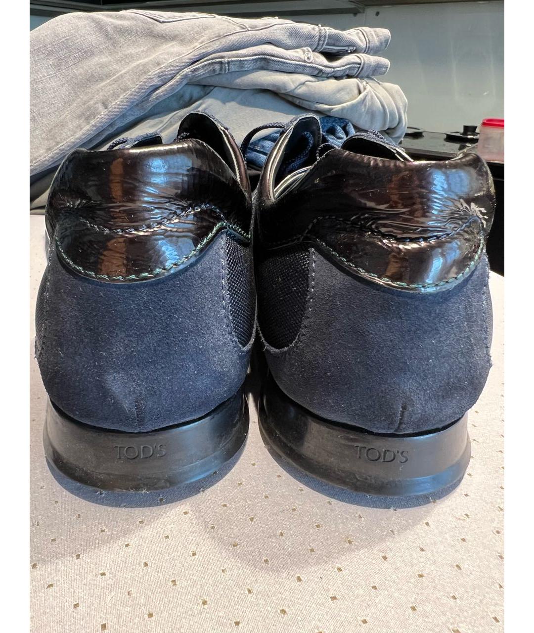 TOD'S Темно-синие замшевые низкие кроссовки / кеды, фото 4
