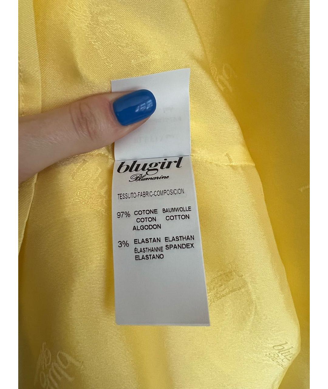 BLUGIRL Желтая хлопковая юбка мини, фото 5