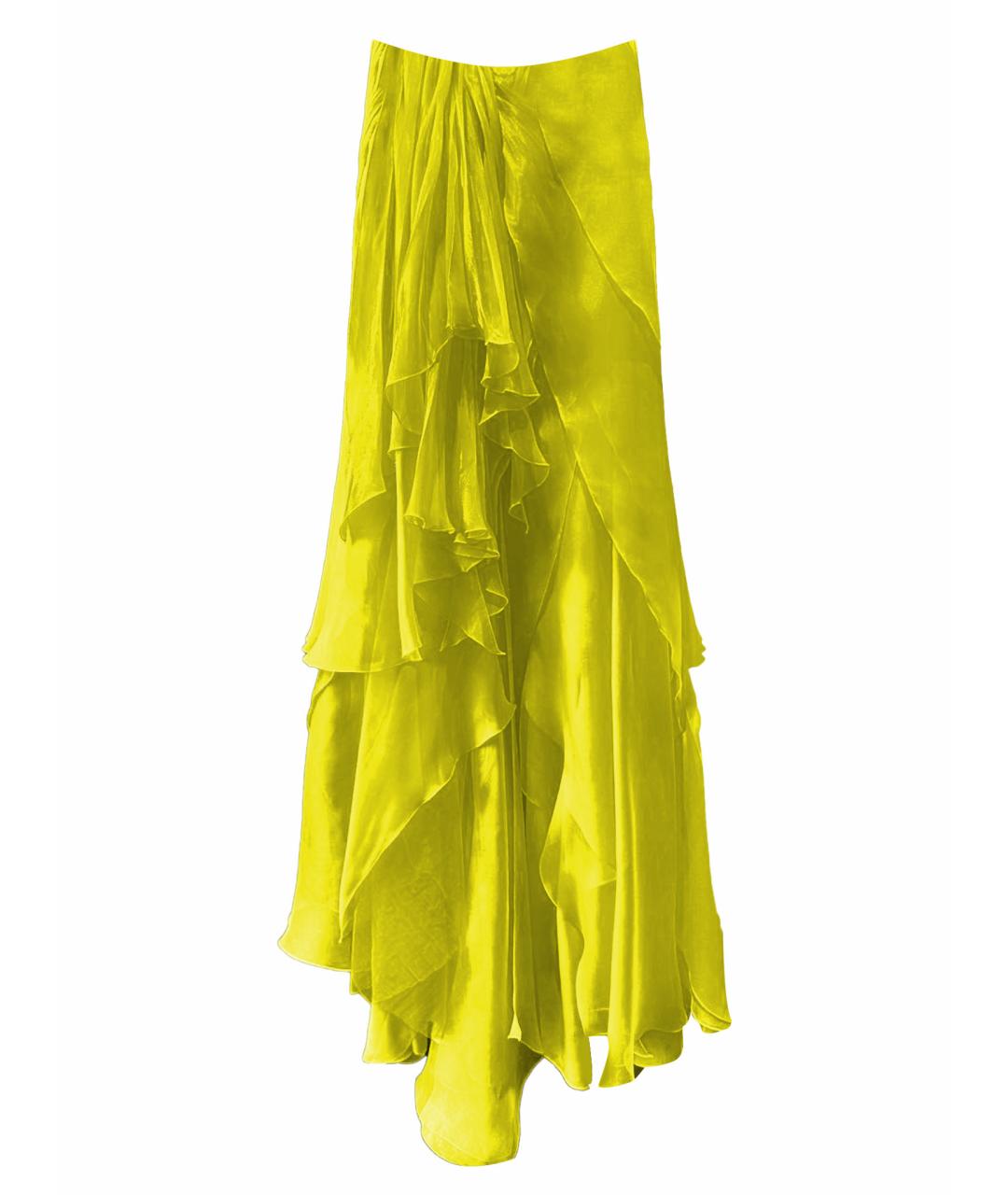 RALPH LAUREN COLLECTION Желтая шелковая юбка макси, фото 1