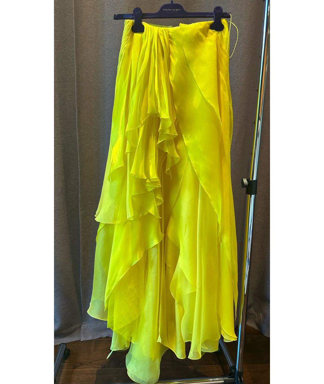 RALPH LAUREN COLLECTION Желтая шелковая юбка макси, фото 5