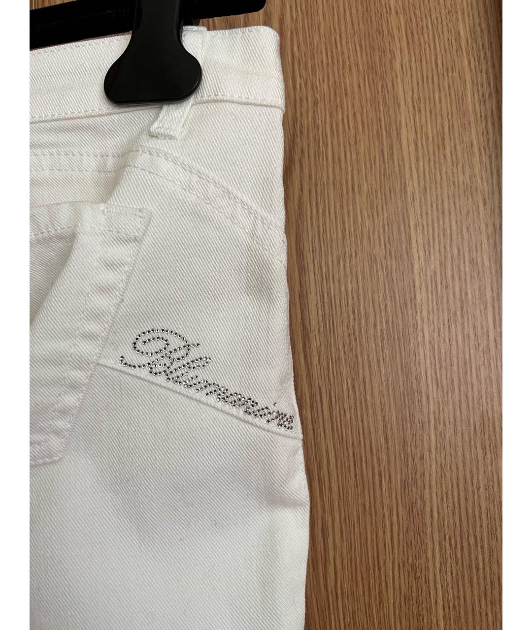 BLUMARINE Белые хлопко-эластановые джинсы слим, фото 4