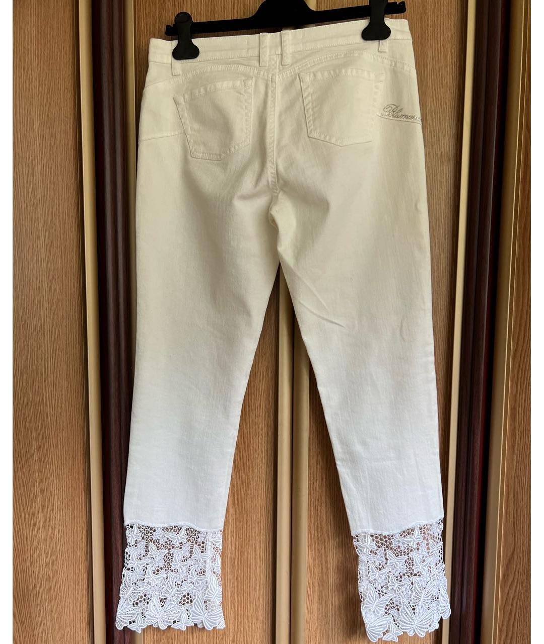 BLUMARINE Белые хлопко-эластановые джинсы слим, фото 2