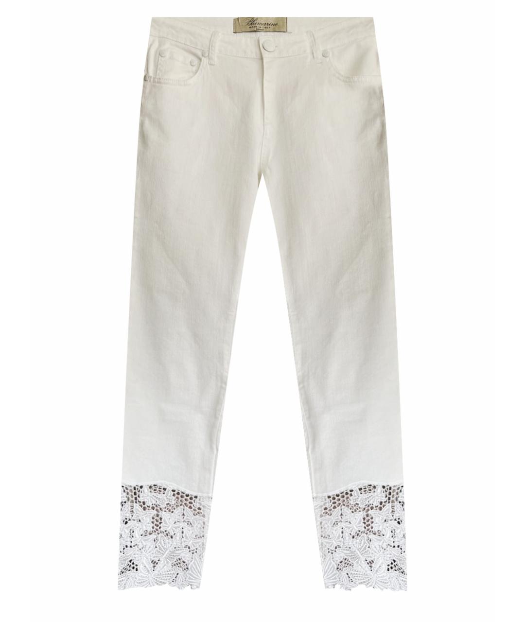 BLUMARINE Белые хлопко-эластановые джинсы слим, фото 1