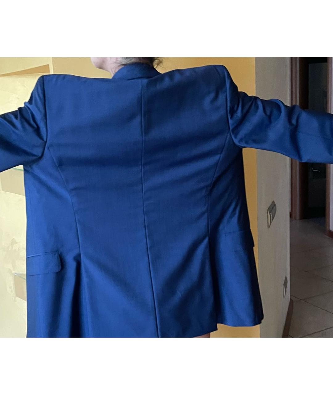 EDUARD DRESSLER Синий шерстяной жакет/пиджак, фото 7