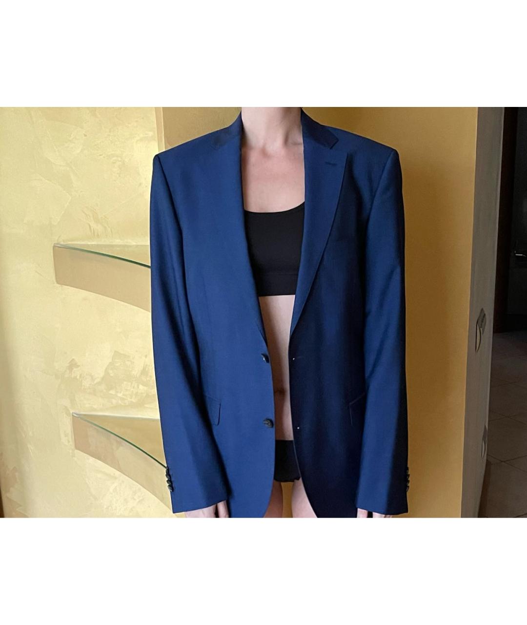 EDUARD DRESSLER Синий шерстяной жакет/пиджак, фото 5